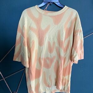 Zara Men's Cream and Orange Short Sleeve Tee